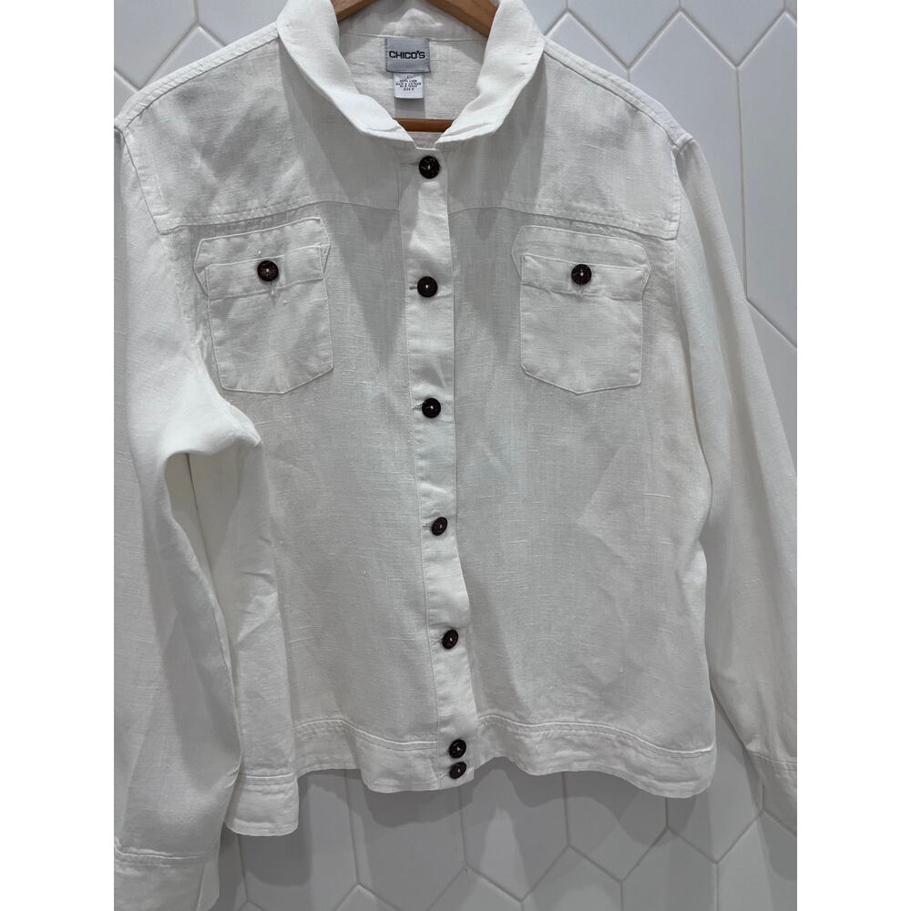 Chico's 100% linen jacket in off-white